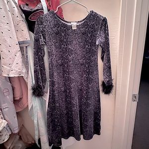 Vintage velvet snake print a line dress